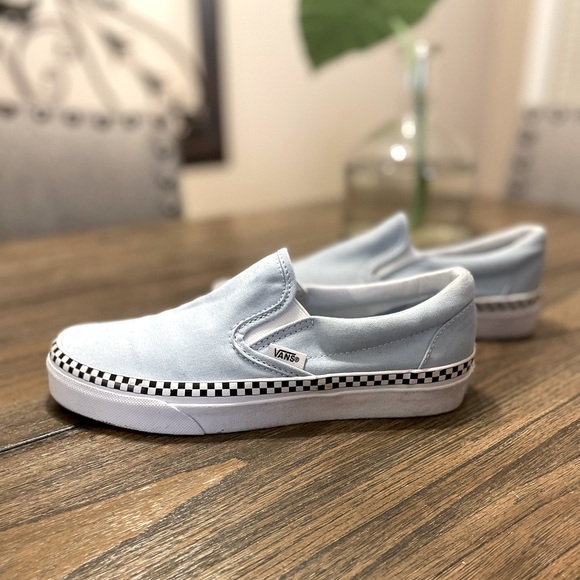 Vans Shoes - VANS Classic Slip-On Check Foxing Light Blue Women’s Size 7 Skate Shoes Sneaker